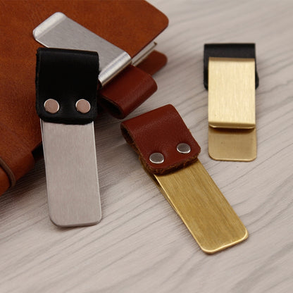 โลหะหนังผู้ถือปากกาสแตนเลสดินสอคลิปโน้ตบุ๊คผู้ถือปากกา, Gold-Brown, Silver-Brown, Silver-Black