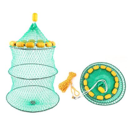 ทุ่นลอยน้ำกลางแจ้ง Fishnet 3 วงกลมพับกรงปลาแบบพกพา Multi-Float Sea Fishing Net, Buoyancy Fishnet