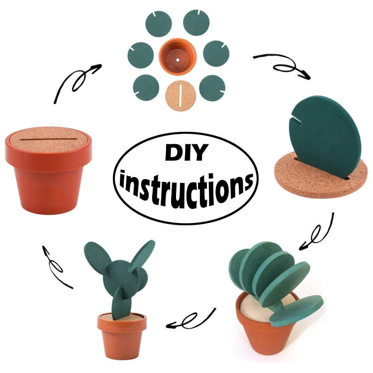 ความแปลกใหม่ DIY Cactus Coaster Anti-Skid ฉนวนกันความร้อนชา Pad Home Storage Desktop Multi-ฟังก์ชั่นตกแต่ง, Cactus Coaster
