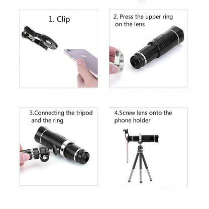 Bolanke Universal 20 ครั้งโทรศัพท์มือถือ Telephoto เลนส์ Monocular Live Broadcast HD 4K ไม่มีเลนส์ขอบภาพมืด, 20X