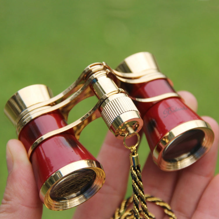 โลหะ 3X25 เข็มขัดทองชุบสีแดงคลาสสิกของขวัญกระจกกล้องโทรทรรศน์, Wine Red with Chain