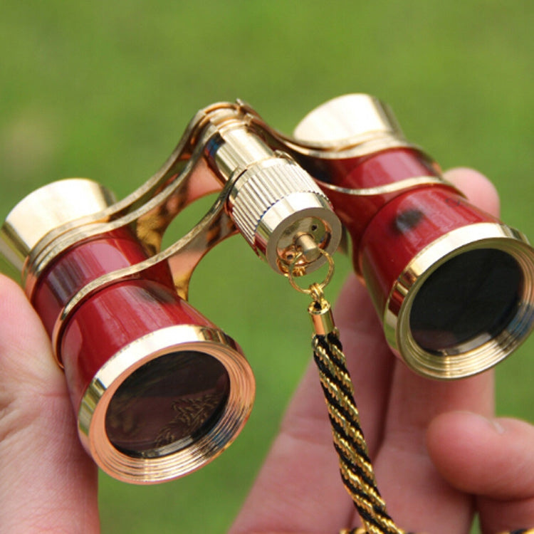 โลหะ 3X25 เข็มขัดทองชุบสีแดงคลาสสิกของขวัญกระจกกล้องโทรทรรศน์, Wine Red with Chain