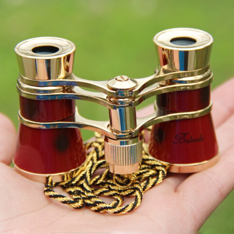 โลหะ 3X25 เข็มขัดทองชุบสีแดงคลาสสิกของขวัญกระจกกล้องโทรทรรศน์, Wine Red with Chain