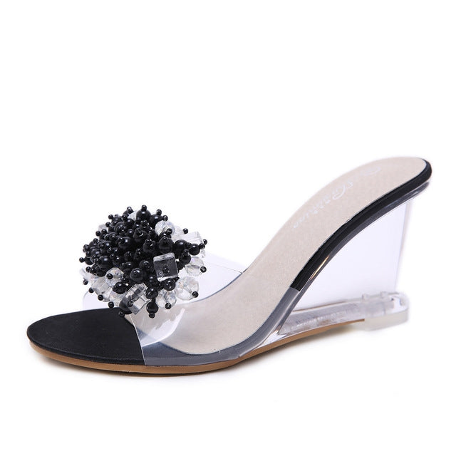 รองเท้าส้นเตารีดผู้หญิง Glass Rhinestone, 34, 35, 36, 37, 38, 39, 40, 41