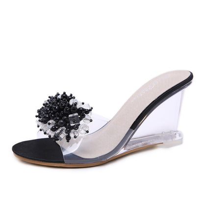 รองเท้าส้นเตารีดผู้หญิง Glass Rhinestone, 34, 35, 36, 37, 38, 39, 40, 41