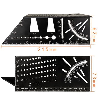 เกจวัดหยุดงานไม้ 3D อลูมิเนียมอัลลอยด์ไม้บรรทัดมุมมัลติฟังก์ชั่น, 3D Angle Ruler