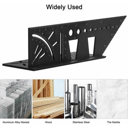 เกจวัดหยุดงานไม้ 3D อลูมิเนียมอัลลอยด์ไม้บรรทัดมุมมัลติฟังก์ชั่น, 3D Angle Ruler