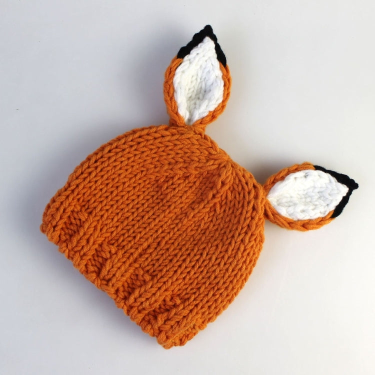 การถ่ายภาพเด็กเสื้อผ้าการ์ตูน Fox Shape Handmade ขนสัตว์ถักหมวก + กางเกงชุด, 0-3月