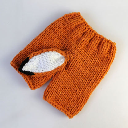 การถ่ายภาพเด็กเสื้อผ้าการ์ตูน Fox Shape Handmade ขนสัตว์ถักหมวก + กางเกงชุด, 0-3月
