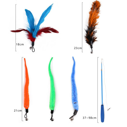 ของเล่นแมว Feather Telescopic Sticks แมวตลก, 11 In 1 Cat Toy