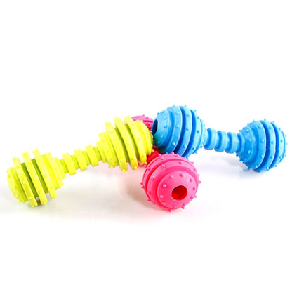 ของเล่นกัดกัดสำหรับสัตว์เลี้ยง TPR ปลอดภัยปลอดสารพิษ Dumbbells ของเล่นกราม