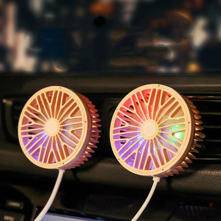 พัดลมระบายอากาศในรถยนต์อินเทอร์เฟซ USB มัลติฟังก์ชั่นโคมไฟ LED ขนาดเล็กพัดลมติดรถยนต์