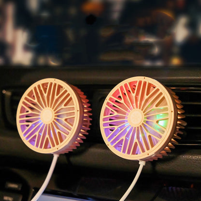 พัดลมระบายอากาศในรถยนต์อินเทอร์เฟซ USB มัลติฟังก์ชั่นโคมไฟ LED ขนาดเล็กพัดลมติดรถยนต์