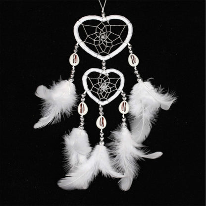 2 ชิ้นจี้ Dreamcatcher ขึ้นและลงแหวนคู่พีชหัวใจฝันจับ