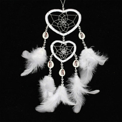 2 ชิ้นจี้ Dreamcatcher ขึ้นและลงแหวนคู่พีชหัวใจฝันจับ