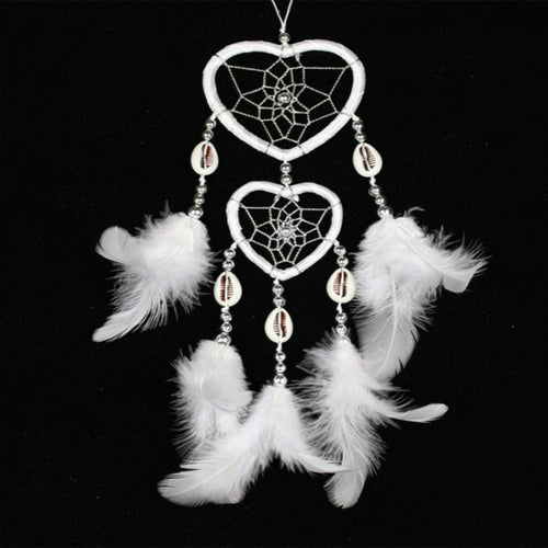 2 ชิ้นจี้ Dreamcatcher ขึ้นและลงแหวนคู่พีชหัวใจฝันจับ