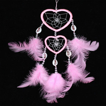 2 ชิ้นจี้ Dreamcatcher ขึ้นและลงแหวนคู่พีชหัวใจฝันจับ