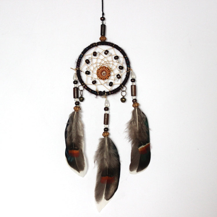 Retro แหวนเดี่ยว Feather Dream Catcher แขวนตกแต่งหน้าต่าง, MS0193
