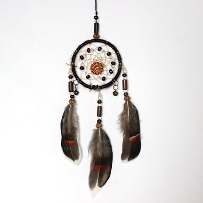 Retro แหวนเดี่ยว Feather Dream Catcher แขวนตกแต่งหน้าต่าง, MS0193