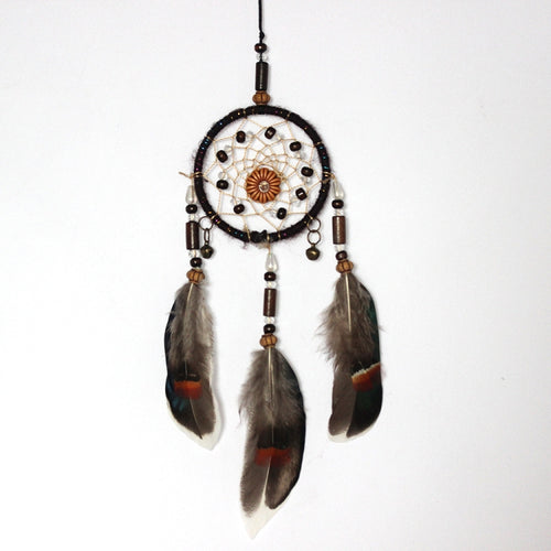 Retro แหวนเดี่ยว Feather Dream Catcher แขวนตกแต่งหน้าต่าง, MS0193