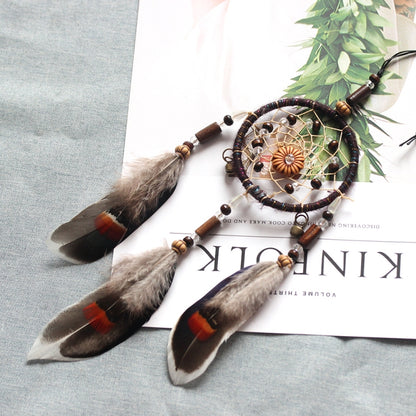 Retro แหวนเดี่ยว Feather Dream Catcher แขวนตกแต่งหน้าต่าง, MS0193