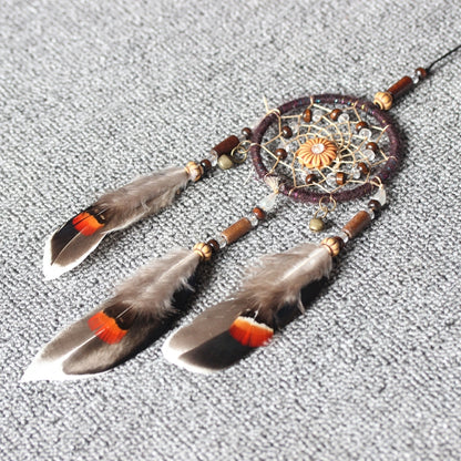 Retro แหวนเดี่ยว Feather Dream Catcher แขวนตกแต่งหน้าต่าง, MS0193