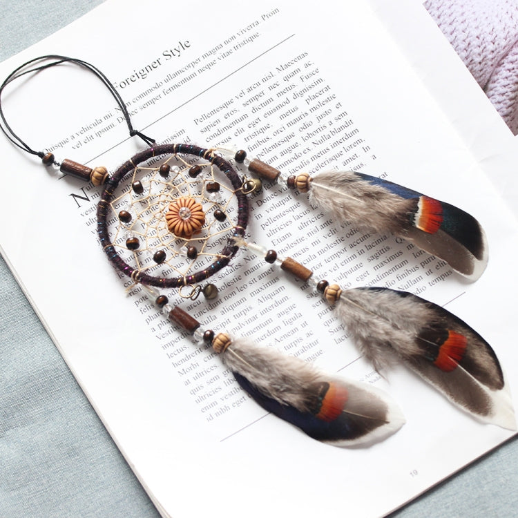 Retro แหวนเดี่ยว Feather Dream Catcher แขวนตกแต่งหน้าต่าง, MS0193