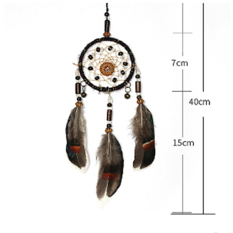Retro แหวนเดี่ยว Feather Dream Catcher แขวนตกแต่งหน้าต่าง, MS0193