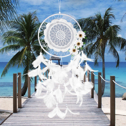 ดอกไม้สีขาวบริสุทธิ์ Dream Catcher งานฝีมือตกแต่งบ้าน, MS8021