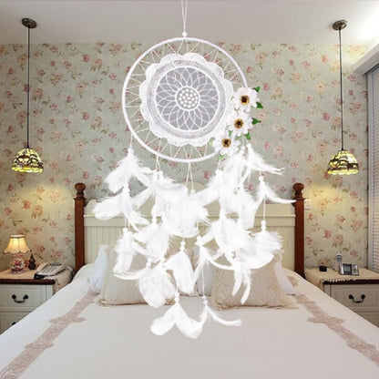 ดอกไม้สีขาวบริสุทธิ์ Dream Catcher งานฝีมือตกแต่งบ้าน, MS8021