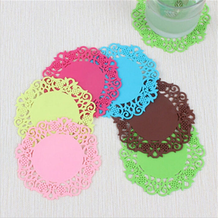 10 ชิ้นลูกไม้ดอกไม้ร้อน Coaster ซิลิโคนถ้วย Pad ฉนวนกันความร้อน Pad ถ้วย Pad ผู้ถือเครื่องดื่มร้อน