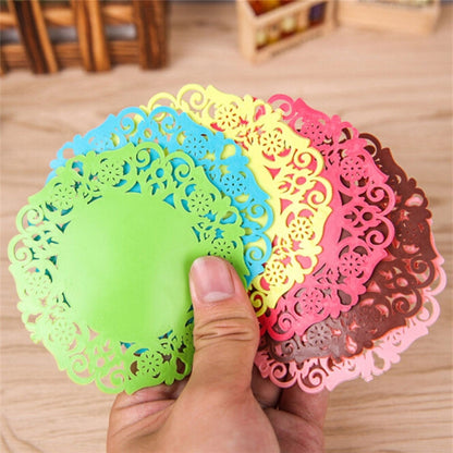10 ชิ้นลูกไม้ดอกไม้ร้อน Coaster ซิลิโคนถ้วย Pad ฉนวนกันความร้อน Pad ถ้วย Pad ผู้ถือเครื่องดื่มร้อน