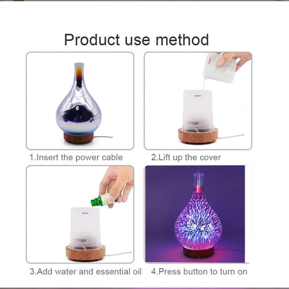 STB-XB10 ดอกไม้ไฟ 3D 7 สี LED Night Light Air Humidifier Aroma Essential Oil Diffuser Mist Maker, US Plug, EU Plug, UK Plug, AU Plug