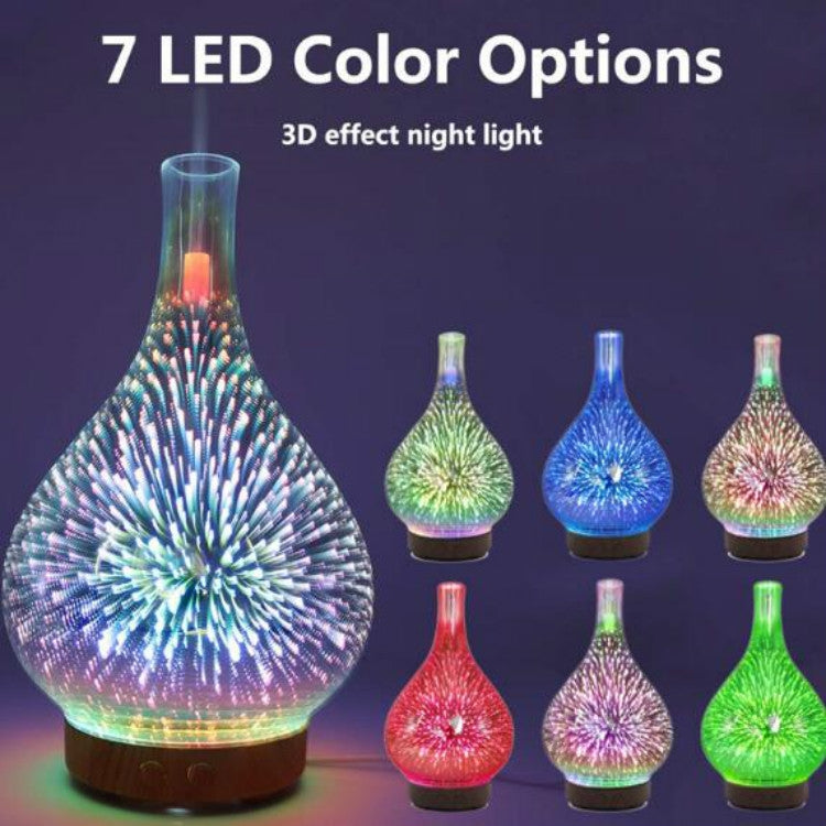 STB-XB10 ดอกไม้ไฟ 3D 7 สี LED Night Light Air Humidifier Aroma Essential Oil Diffuser Mist Maker, US Plug, EU Plug, UK Plug, AU Plug