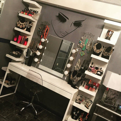 2 PCS แต่งหน้า Wall Salon Wall Beauty Studio Wall Art ตกแต่งสติกเกอร์สติ๊กเกอร์ติดผนัง, 40×34cm, 46×40cm, 57×49cm, 65×57cm