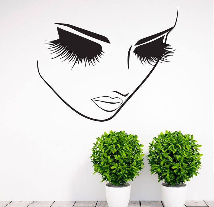 2 PCS แต่งหน้า Wall Salon Wall Beauty Studio Wall Art ตกแต่งสติกเกอร์สติ๊กเกอร์ติดผนัง, 40×34cm, 46×40cm, 57×49cm, 65×57cm