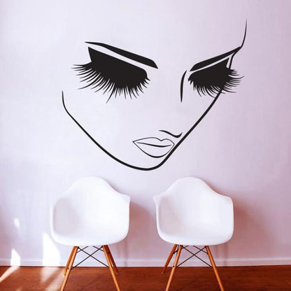 2 PCS แต่งหน้า Wall Salon Wall Beauty Studio Wall Art ตกแต่งสติกเกอร์สติ๊กเกอร์ติดผนัง, 40×34cm, 46×40cm, 57×49cm, 65×57cm