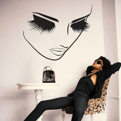 2 PCS แต่งหน้า Wall Salon Wall Beauty Studio Wall Art ตกแต่งสติกเกอร์สติ๊กเกอร์ติดผนัง, 40×34cm, 46×40cm, 57×49cm, 65×57cm