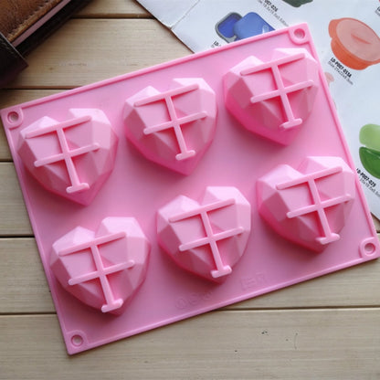 แม่พิมพ์ซิลิโคนรูปหัวใจ 6 in 1 สำหรับอบมูสเค้ก DIY แม่พิมพ์ซิลิโคน, 6 in 1 Heart Shape