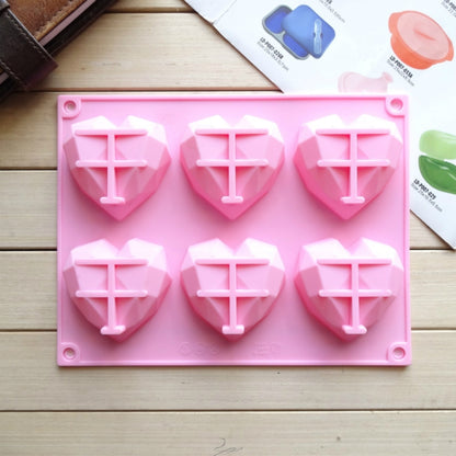 แม่พิมพ์ซิลิโคนรูปหัวใจ 6 in 1 สำหรับอบมูสเค้ก DIY แม่พิมพ์ซิลิโคน, 6 in 1 Heart Shape