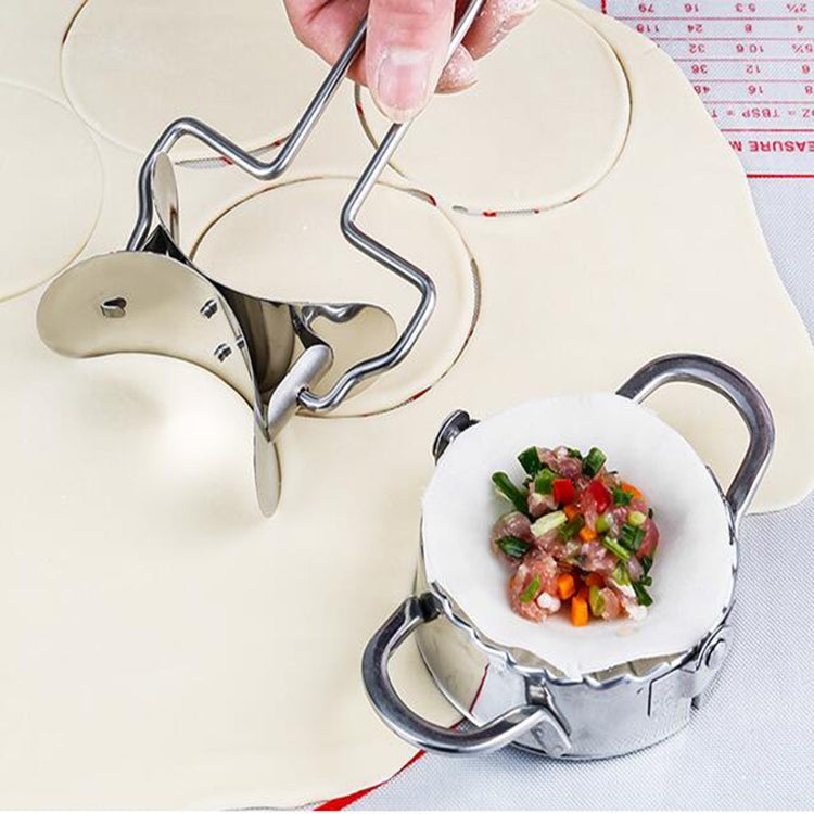 สแตนเลส Dumpling Maker เครื่องตัดแป้ง Dumpling Mould อุปกรณ์ครัว Pastry เครื่องมือ, Large 9.7cm with White Box, Small 7.7cm with White Box, 8.3 Dumplings Round Knife, 7.3 Dumplings Round knife