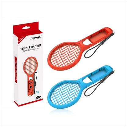 BODE ซ้ายและขวาขนาดเล็กจับไม้เทนนิส NS เกม Grip กีฬาเกม TNS1843 สำหรับสวิทช์, Tennis Racket (Red and blue)