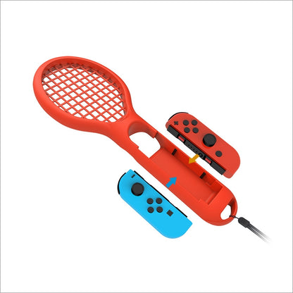 BODE ซ้ายและขวาขนาดเล็กจับไม้เทนนิส NS เกม Grip กีฬาเกม TNS1843 สำหรับสวิทช์, Tennis Racket (Red and blue)
