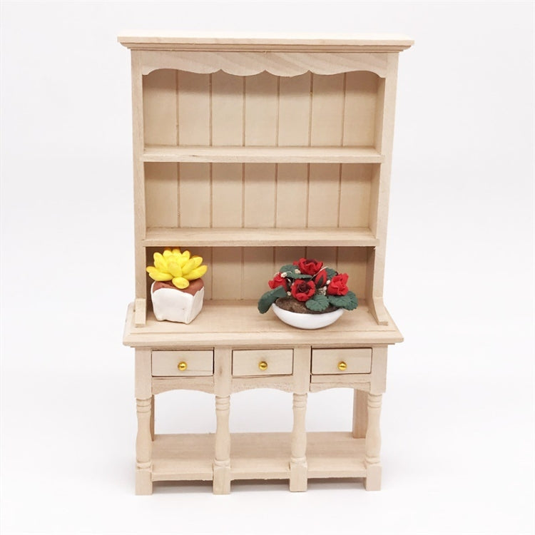 ตุ๊กตาเฟอร์นิเจอร์ Miniature Study Room ตกแต่งตู้หนังสือไม้พร้อมลิ้นชัก, Wooden Bookcase