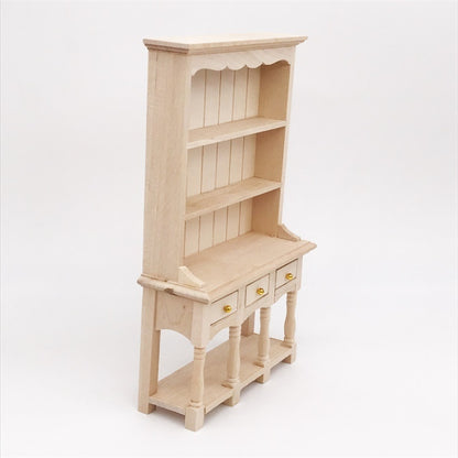ตุ๊กตาเฟอร์นิเจอร์ Miniature Study Room ตกแต่งตู้หนังสือไม้พร้อมลิ้นชัก, Wooden Bookcase