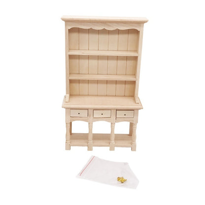 ตุ๊กตาเฟอร์นิเจอร์ Miniature Study Room ตกแต่งตู้หนังสือไม้พร้อมลิ้นชัก, Wooden Bookcase