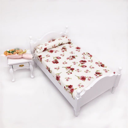 1:12 MINI House ของเล่นจำลองห้องนอนสีขาวเตียงเดี่ยว, Bedroom White Single Bed