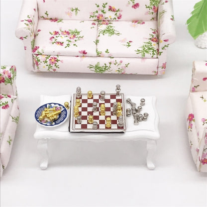 1:12 MINI House ของเล่นจำลองหมากรุกชุดฉากอุปกรณ์เสริม, Chess