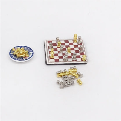 1:12 MINI House ของเล่นจำลองหมากรุกชุดฉากอุปกรณ์เสริม, Chess