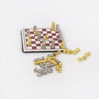 1:12 MINI House ของเล่นจำลองหมากรุกชุดฉากอุปกรณ์เสริม, Chess